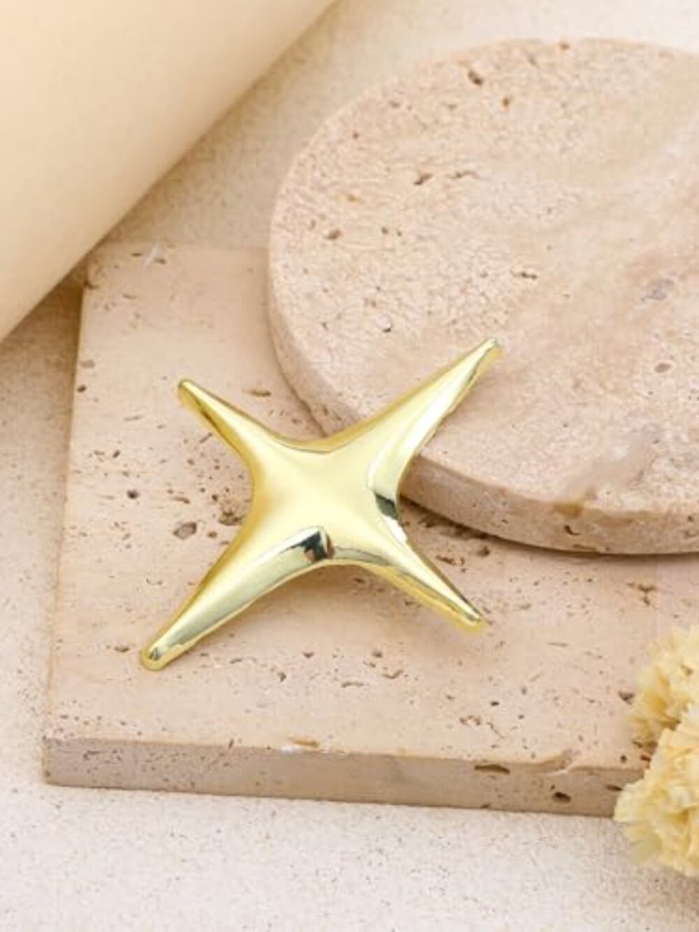 Gold Star Brooch Pin for Women Men Minimalist Star Brooch Stainless Steel